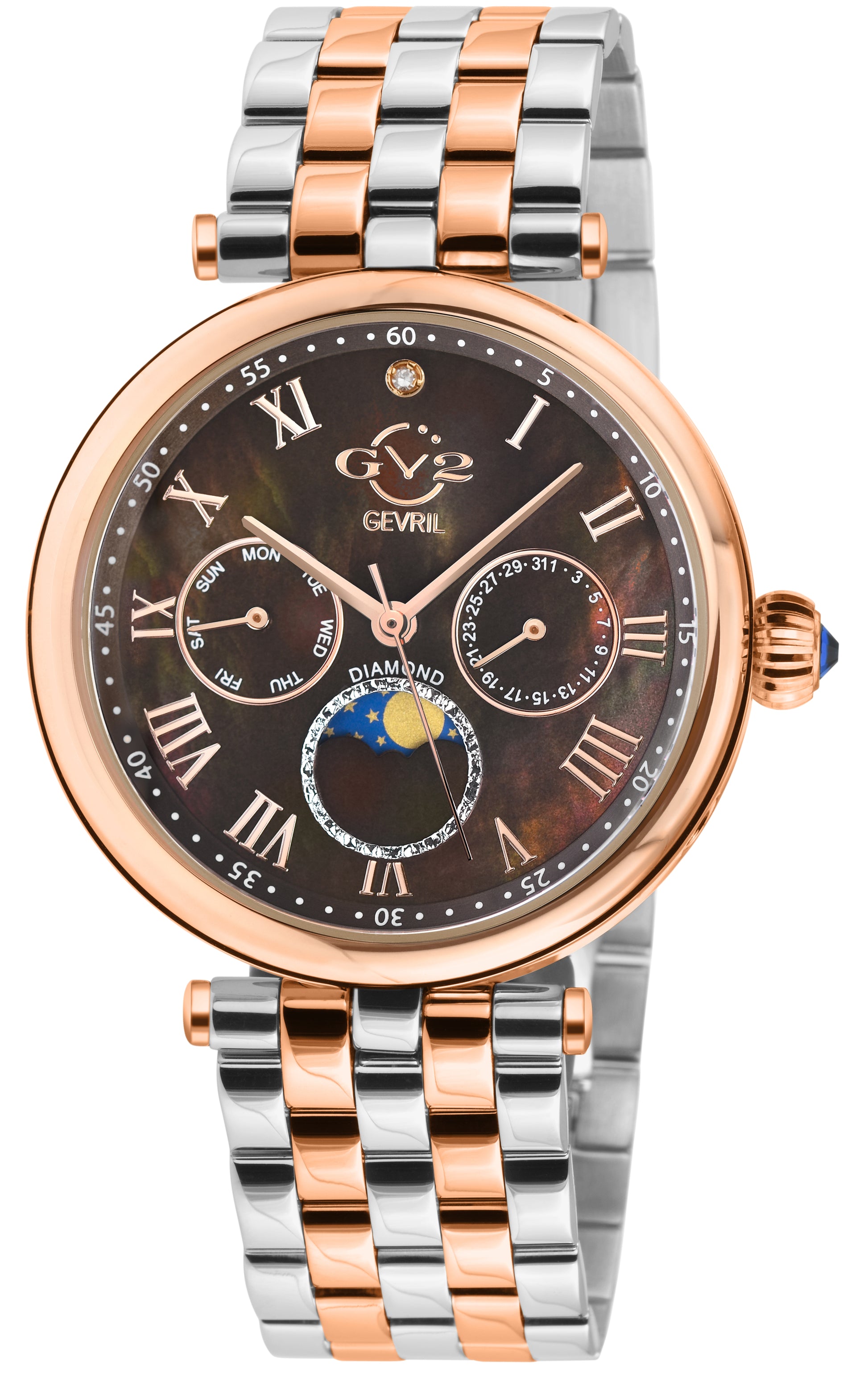 title:GV2 by Gevril Women's Florence 36mm Quartz Watch 12511;color:Brown Mother-of-Pearl