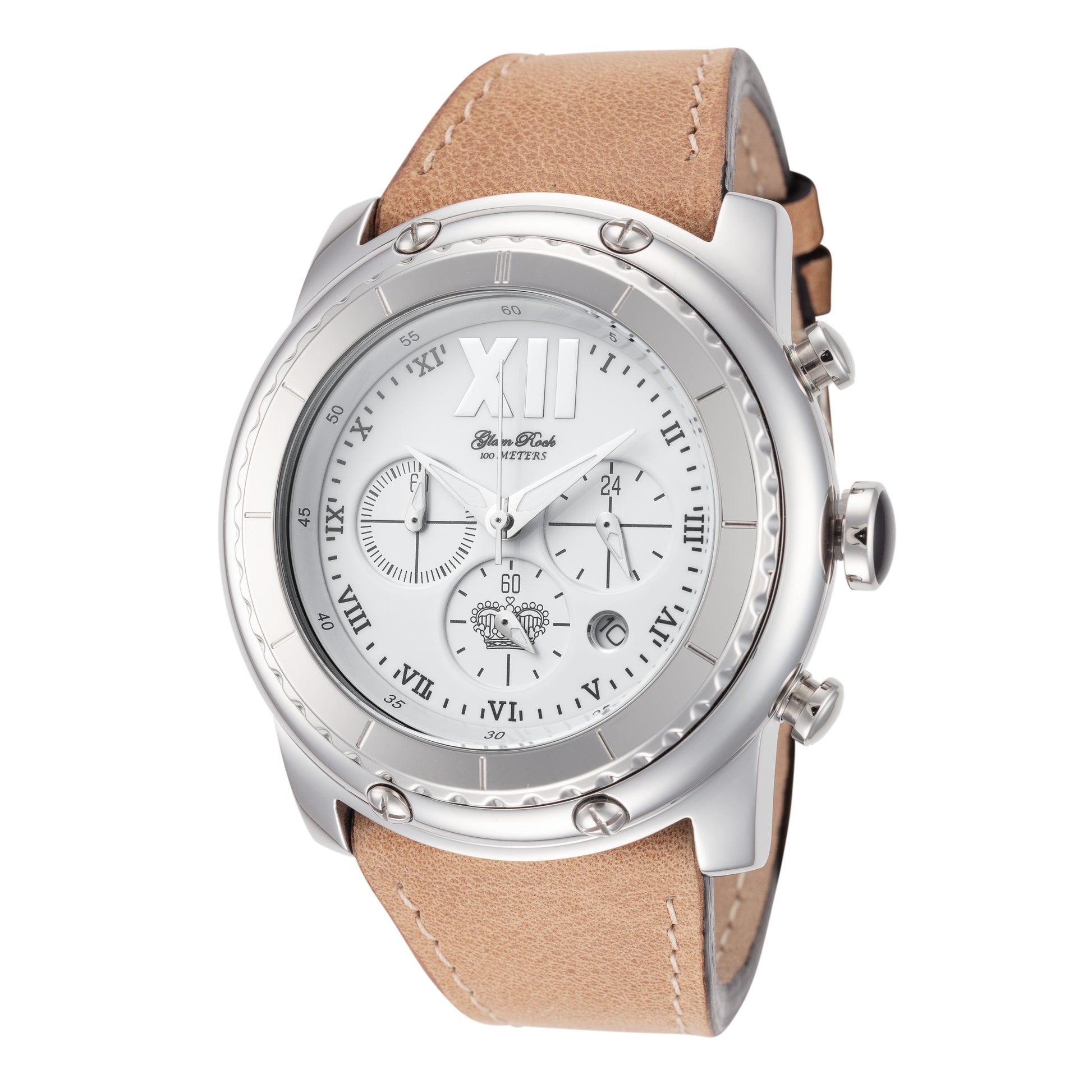 title:Glam Rock Women's GR-010-22 Miami 45mm Quartz Chronograph Watch;color:Brown