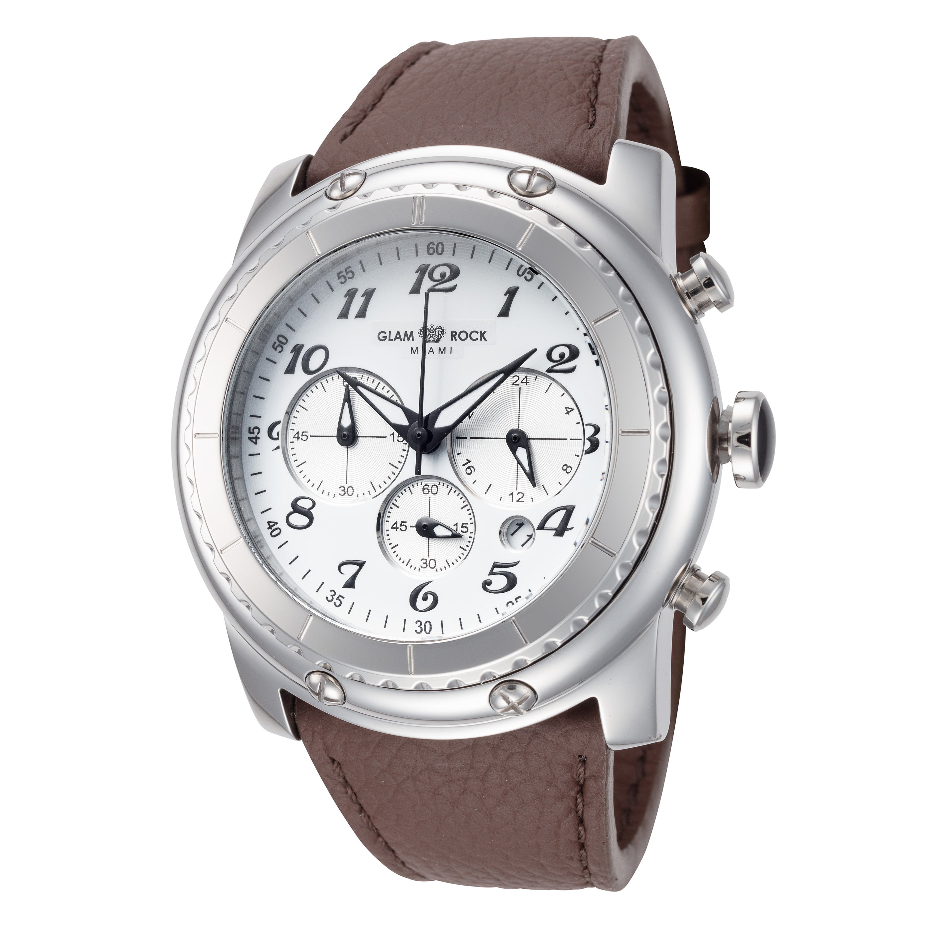 title:Glam Rock Women's GR-018-22 Miami 45mm Quartz Chronograph Watch;color:Brown