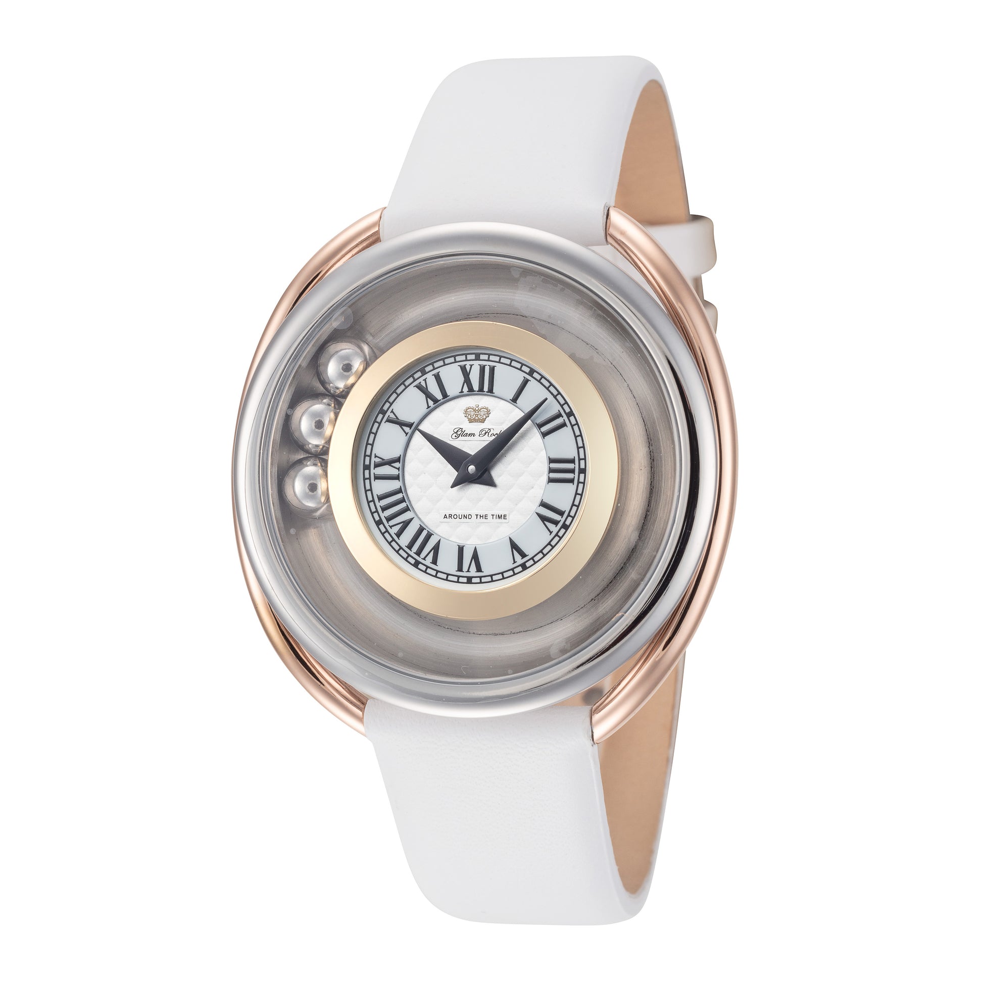 title:Glam Rock Women's GR-060-22 Around The Time 40mm Quartz Watch;color:White