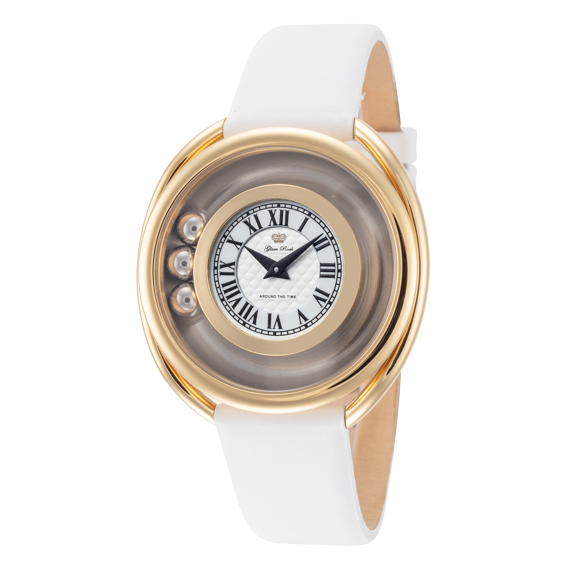 title:Glam Rock Women's GR-063-22 Around The Time 40mm Quartz Watch;color:White