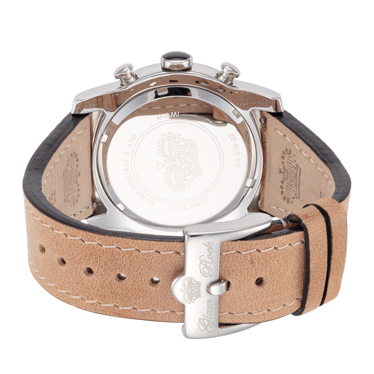 title:Glam Rock Women's GR-010-22 Miami 45mm Quartz Chronograph Watch;color:Brown