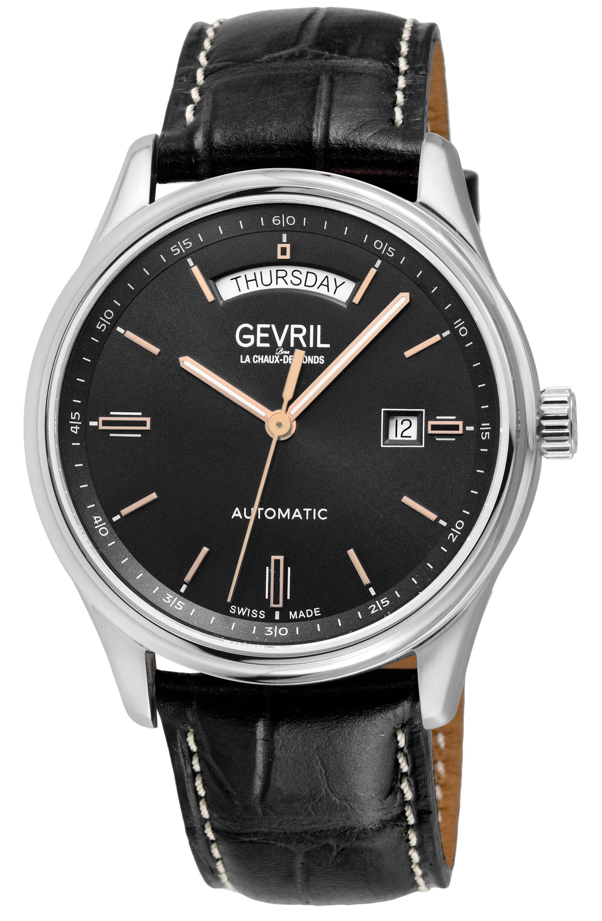 title:Gevril Men's Excelsior 42mm Automatic Watch 48200;color:Black