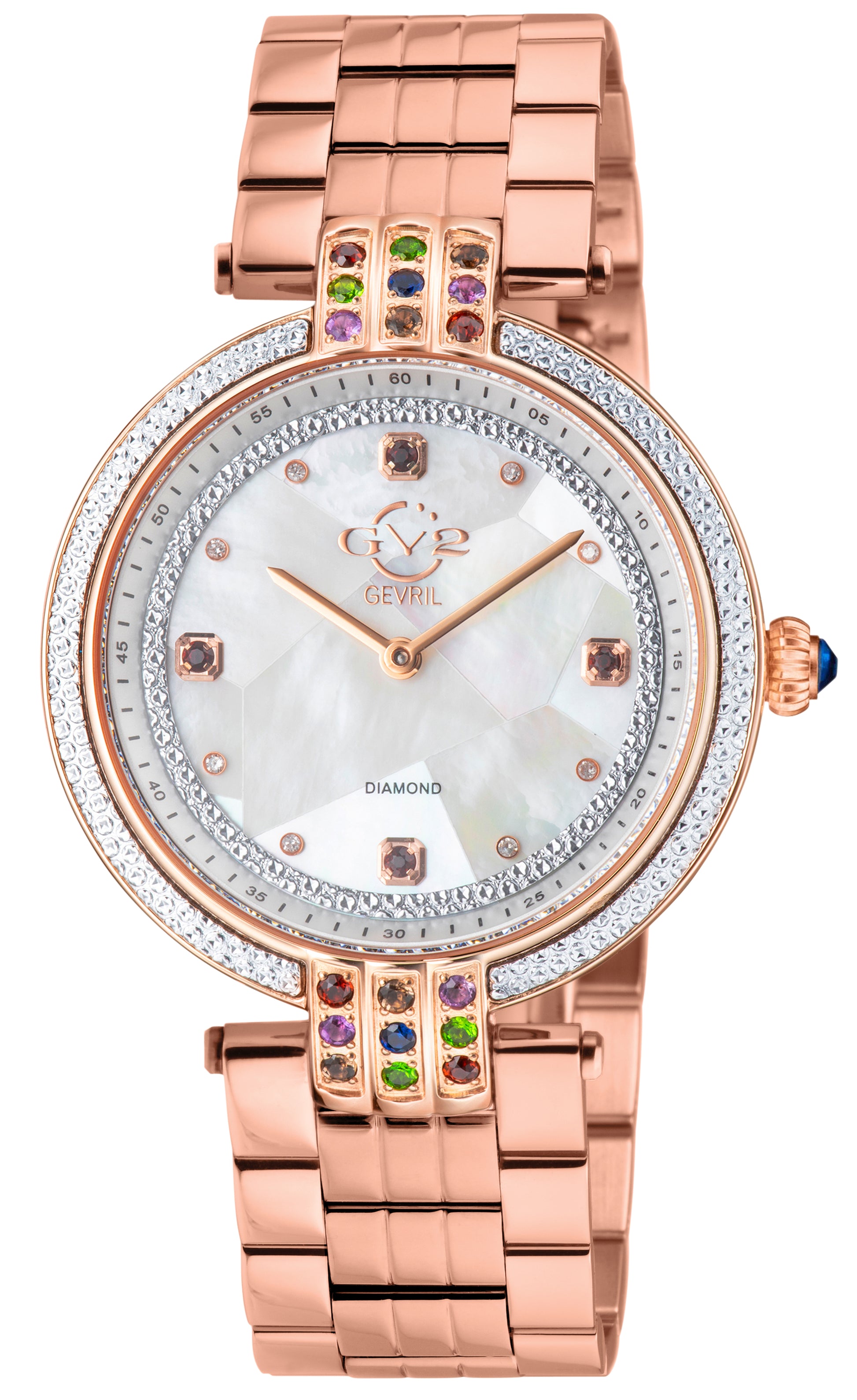 title:GV2 by Gevril Women's Matera 35mm Quartz Watch 12805B;color:White Mother-of-Pearl