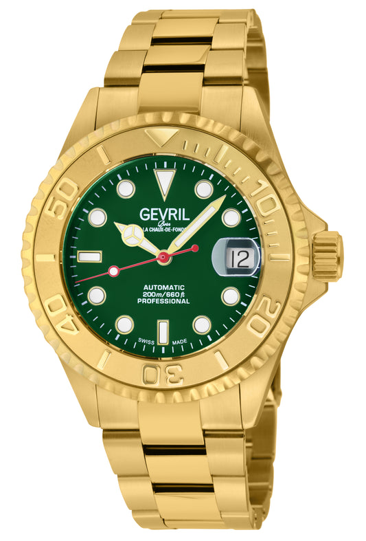 title:Gevril Men's Wall Street 39mm Automatic Watch 4758B;color:Green