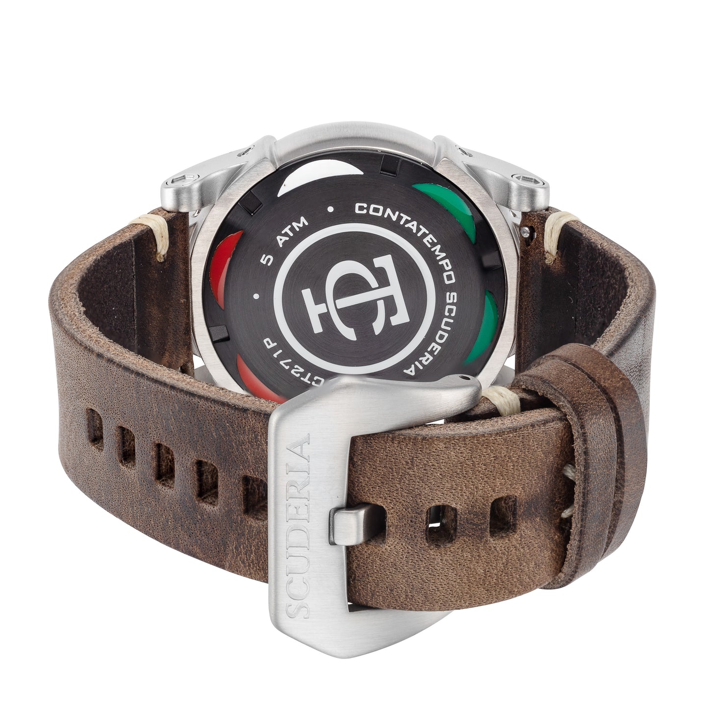 title:CT Scuderia Men's CT-271-P Due Tempi 44mm Quartz Dual Time Watch;color:Brown