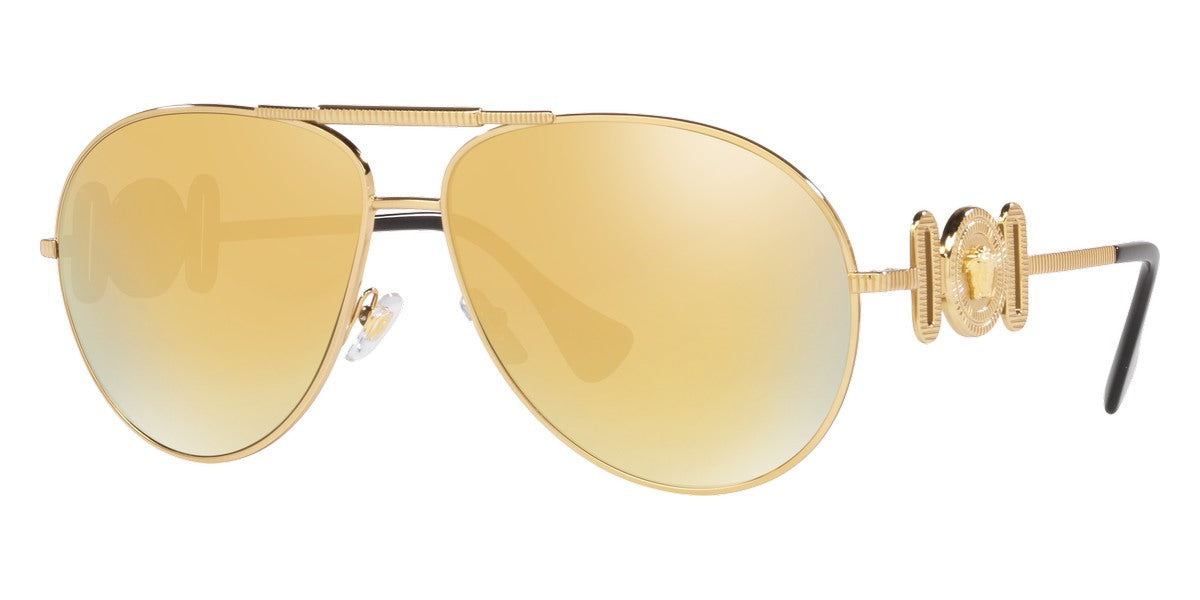 title:Versace Unisex VE2249-10027P Fashion 65mm Gold Sunglasses;color:Gold Frame, Brown Mirror Gold Lens