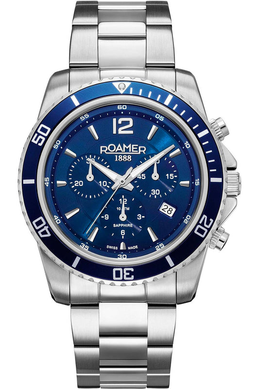 title:Roamer Men's 862837-41-45-20 Nautic Chrono 100 43mm Quartz Watch;color:Silver