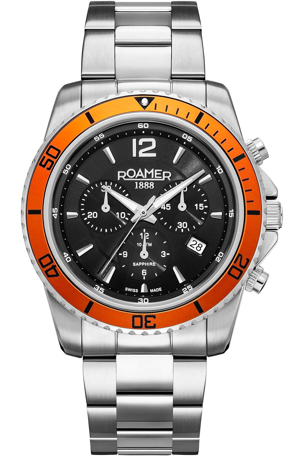 title:Roamer Men's 862837-41-65-20 Nautic Chrono 100 43mm Quartz Watch;color:Silver