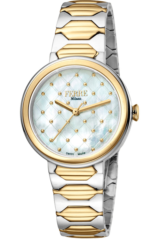 title:Ferre Milano Women's FM1L124M0091 Fashion 32mm Quartz Watch;color:White Dial Silver Band