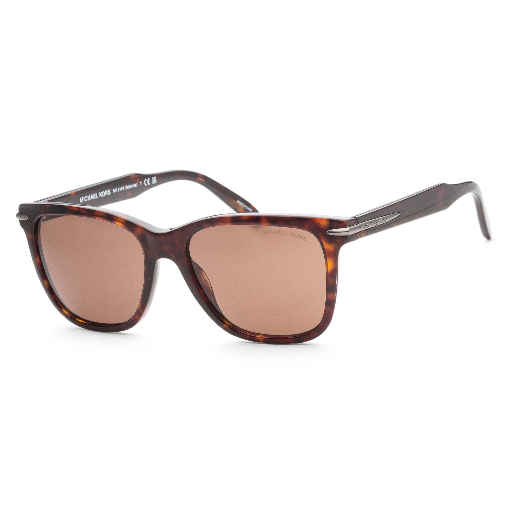 title:Michael Kors Men's MK2178-300673 Telluride 54mm Dark Tortoise Sunglasses;color:Dark Brown Solid Lens, Dark Tortoise Frame