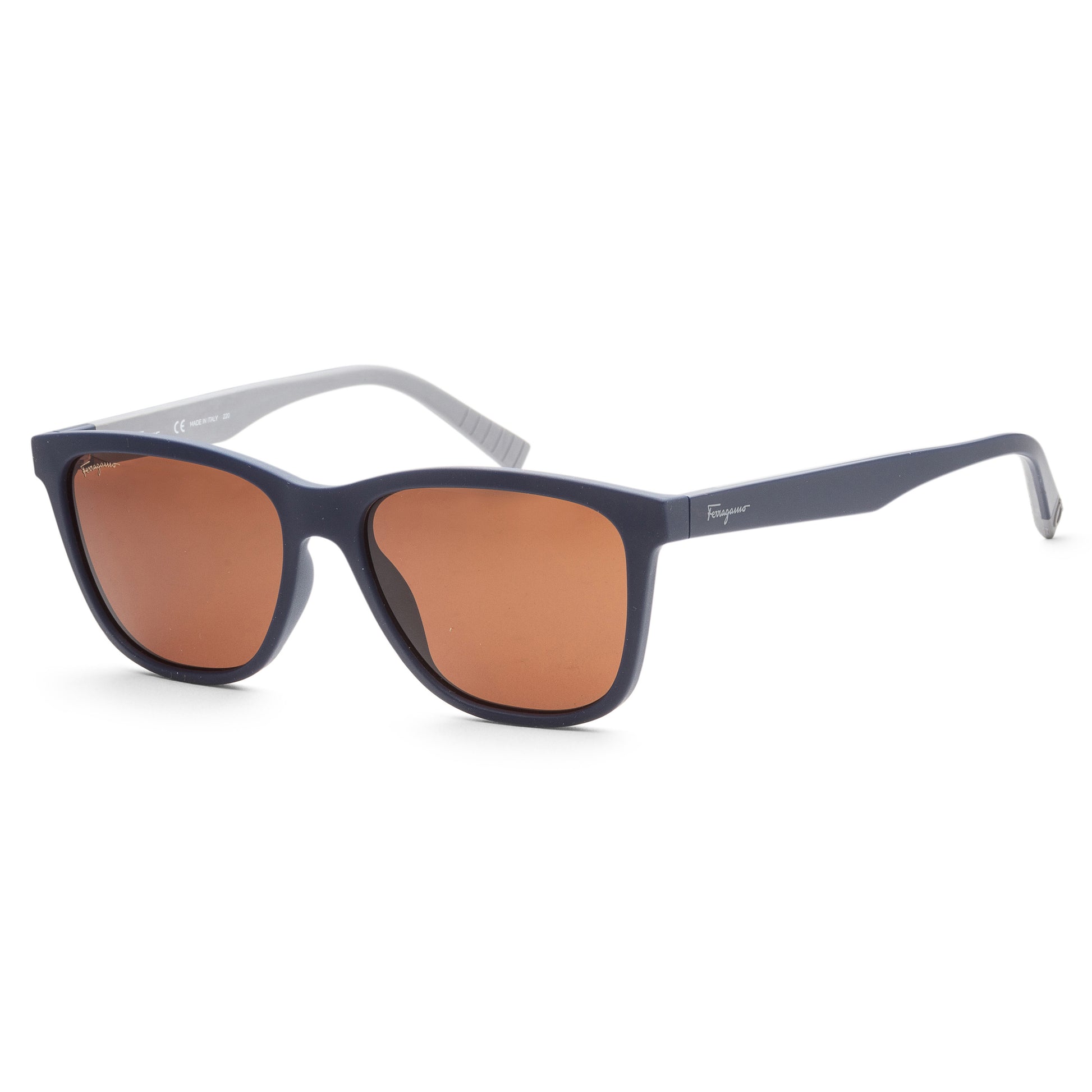 title:Ferragamo Men's 57mm Matte Blue Sunglasses SF998S-427;color:Matte Blue frame, Brown lens