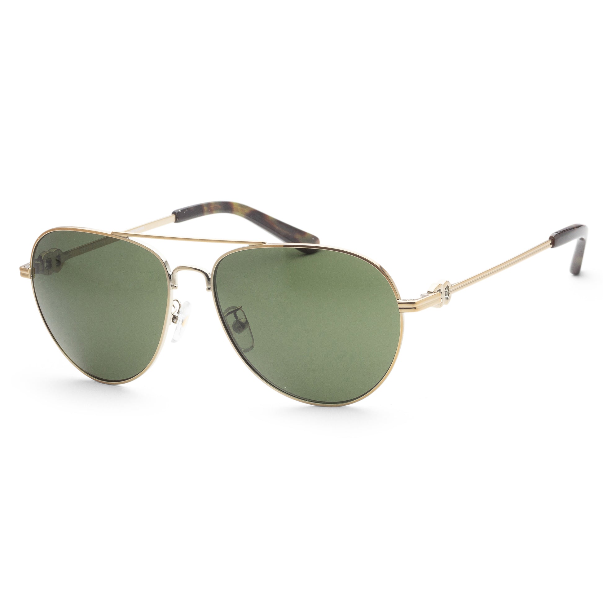 title:Tory Burch Women's Shiny Gold Sunglasses TY6083-330171-58;color:Shiny Gold frame, Green lens