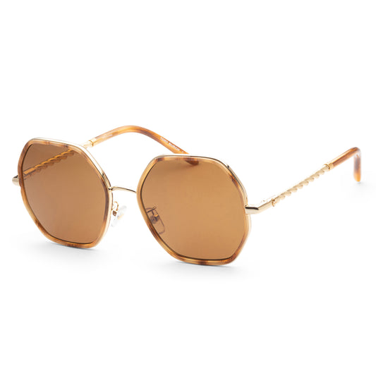 title:Tory Burch Women's TY6092-332873 Fashion 55mm Honey Wood Sunglasses;color:Solid Brown Lens, Honey Wood Frame