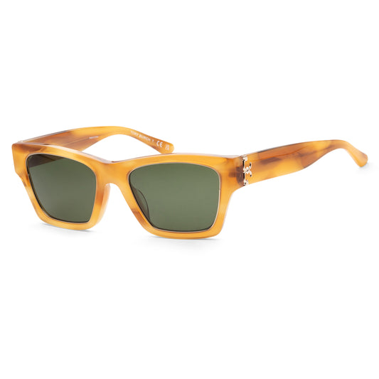 title:Tory Burch Women's TY7186U-192073 Fashion 53mm Yellow Amber Tortoise Sunglasses;color:Solid Green Lens, Yellow Amber Tortoise Frame