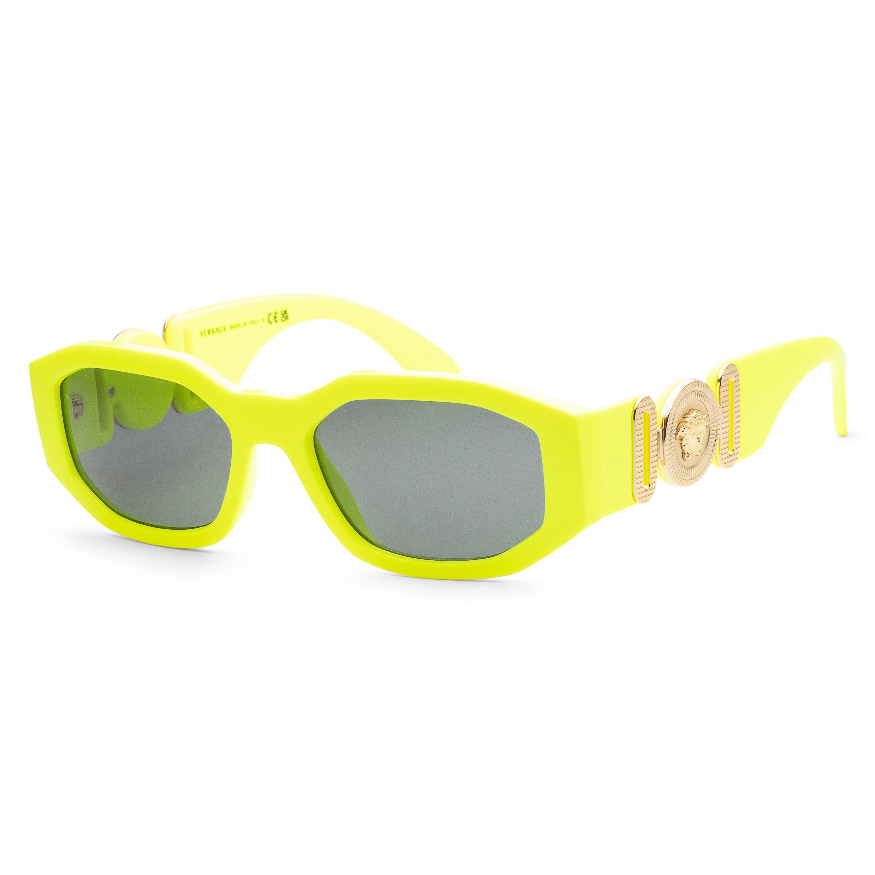 title:Versace Men's 53mm Yellow Fluorescent Sunglasses VE4361-532187;color:Yellow Fluorescent frame, Dark Grey lens