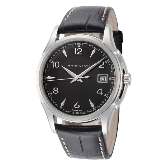 title:Hamilton Men's H32411735 Jazzmaster 38mm Quartz Watch;color:Black Dial Black Band