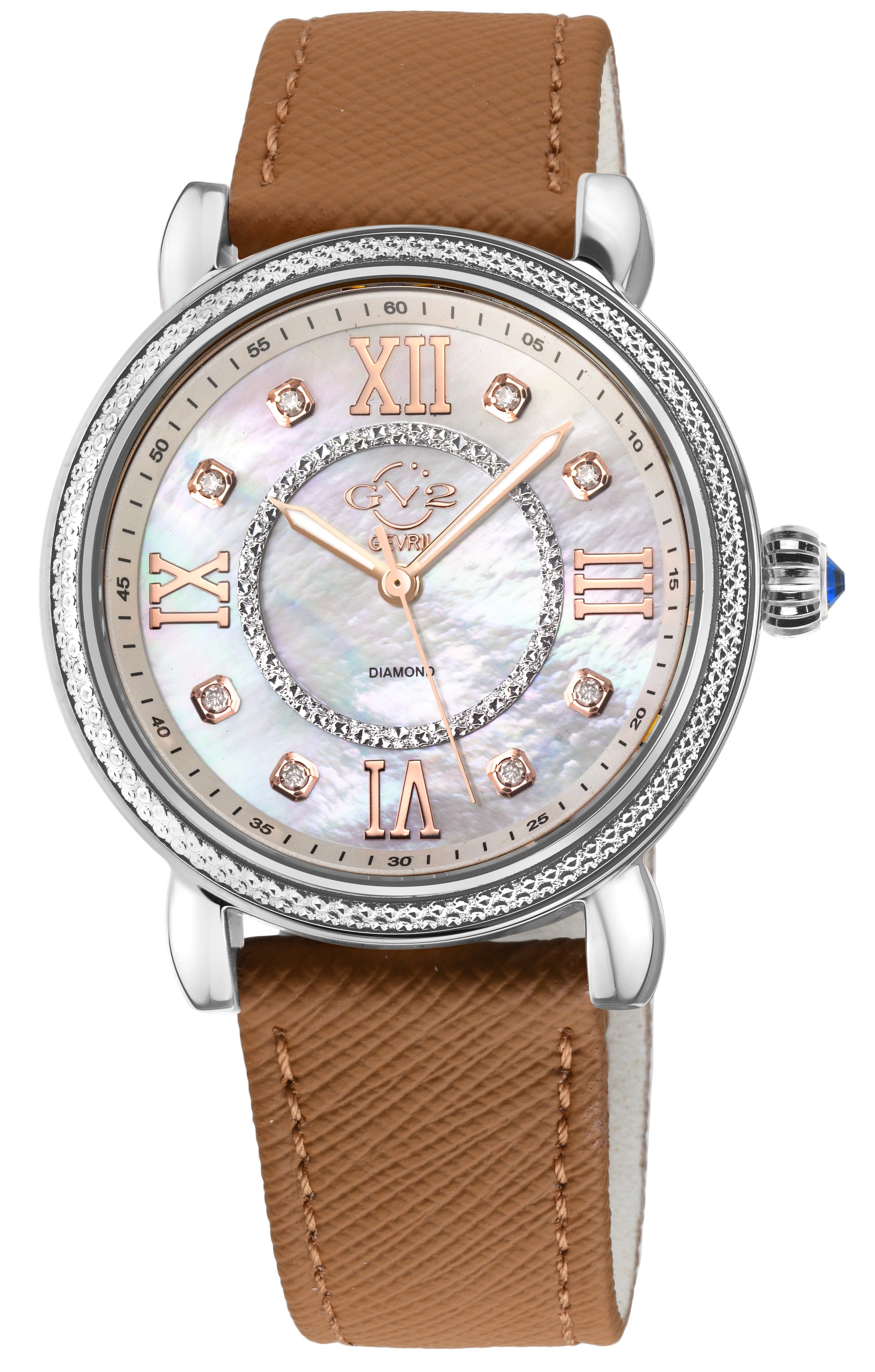 title:GV2 by Gevril Women's Marsala Vegan 37mm Quartz Watch 9860-V2;color:White Mother-of-Pearl