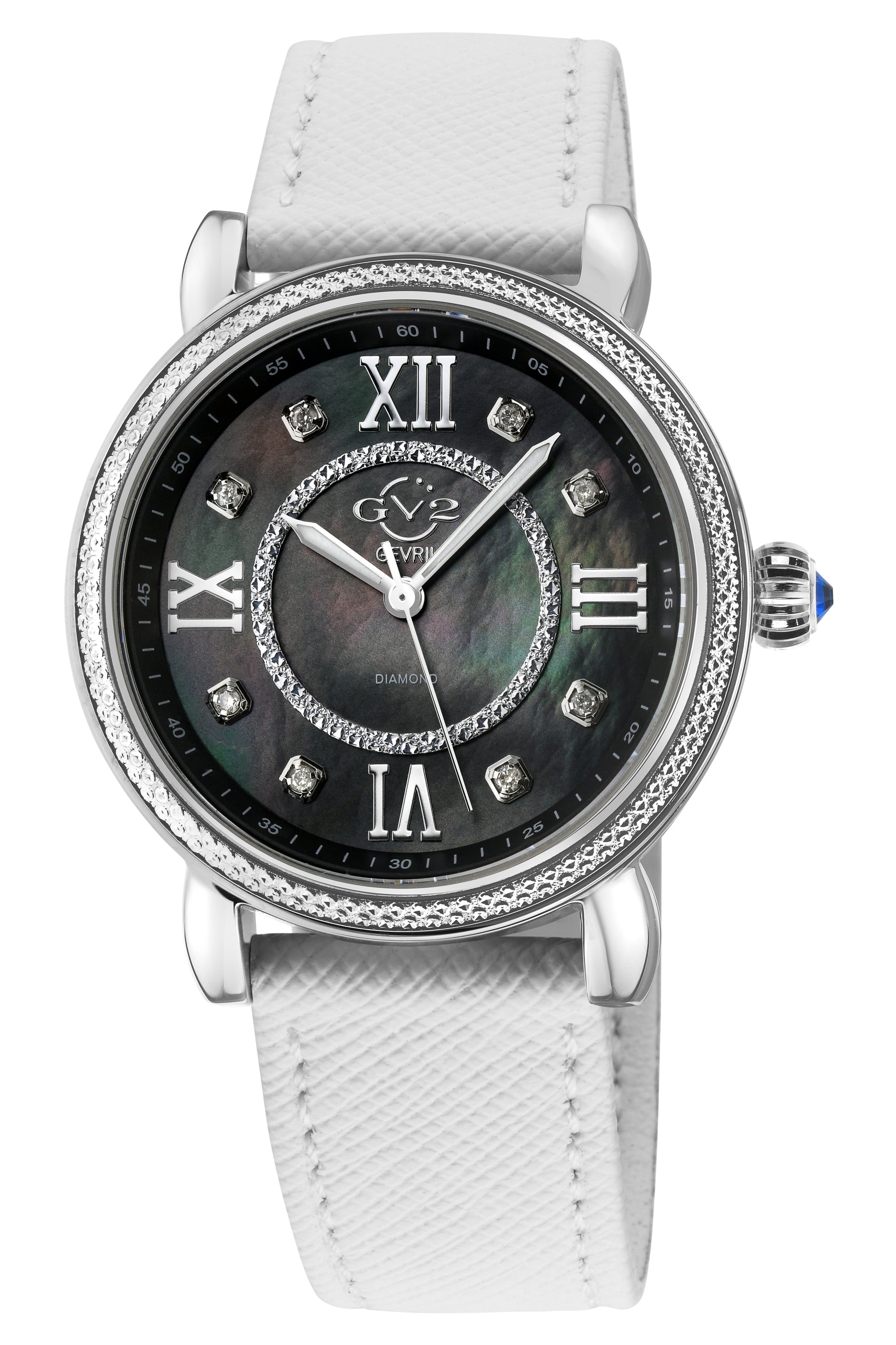 title:GV2 by Gevril Women's Marsala Vegan 37mm Quartz Watch 9861-V1;color:Black Mother-of-Pearl