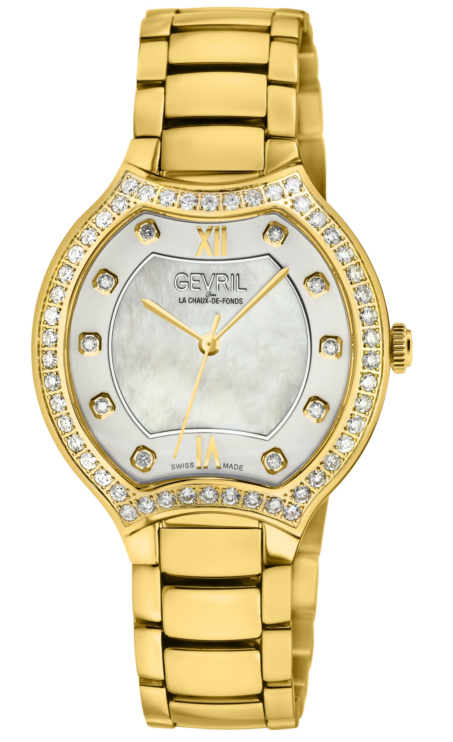 title:Gevril Women's Lugano 35mm Quartz Watch 11221B;color:White Mother-of-Pearl