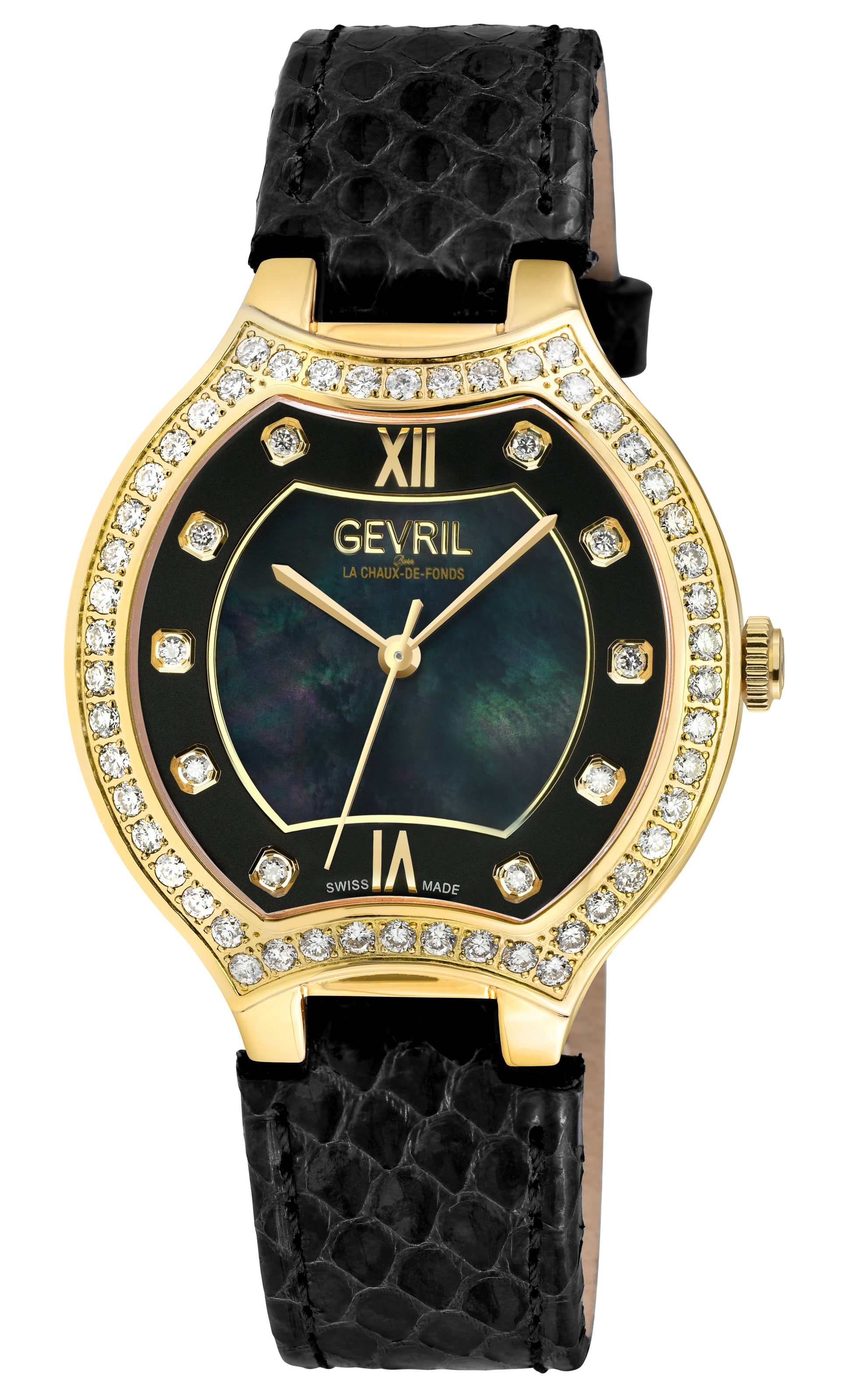 title:Gevril Women's Lugano 35mm Quartz Watch 11227;color:Black Mother-of-Pearl