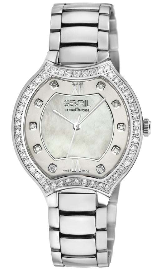 title:Gevril Women's Lugano 35mm Quartz Watch 11241B;color:White Mother-of-Pearl