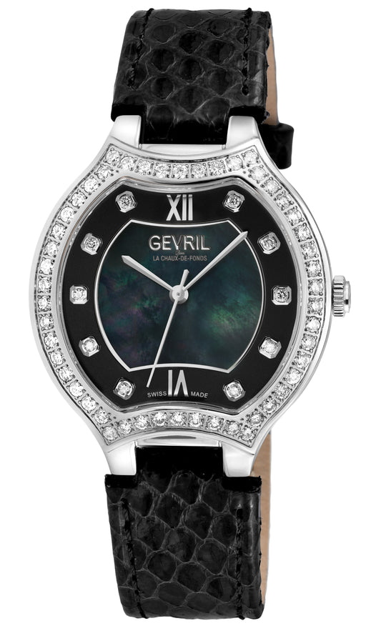 title:Gevril Women's Lugano 35mm Quartz Watch 11247;color:Black Mother-of-Pearl