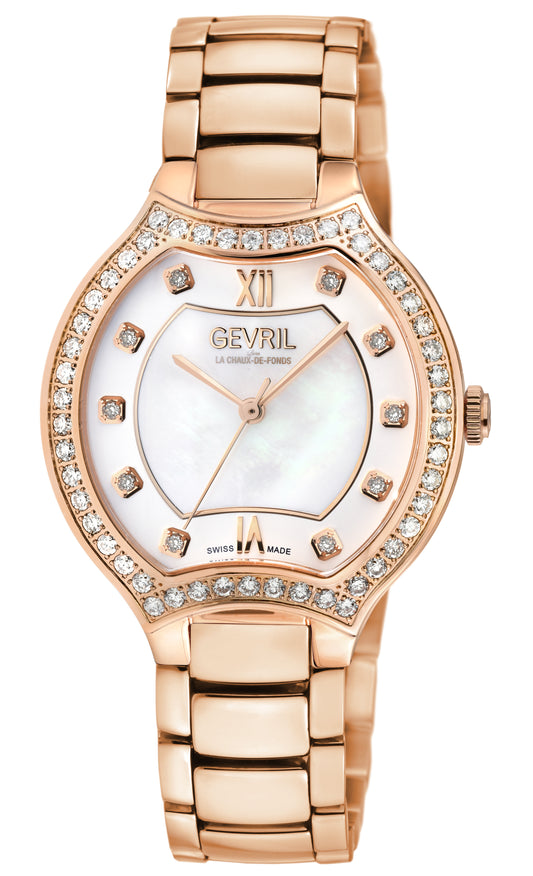 title:Gevril Women's Lugano 35mm Quartz Watch 11251B;color:White Mother-of-Pearl