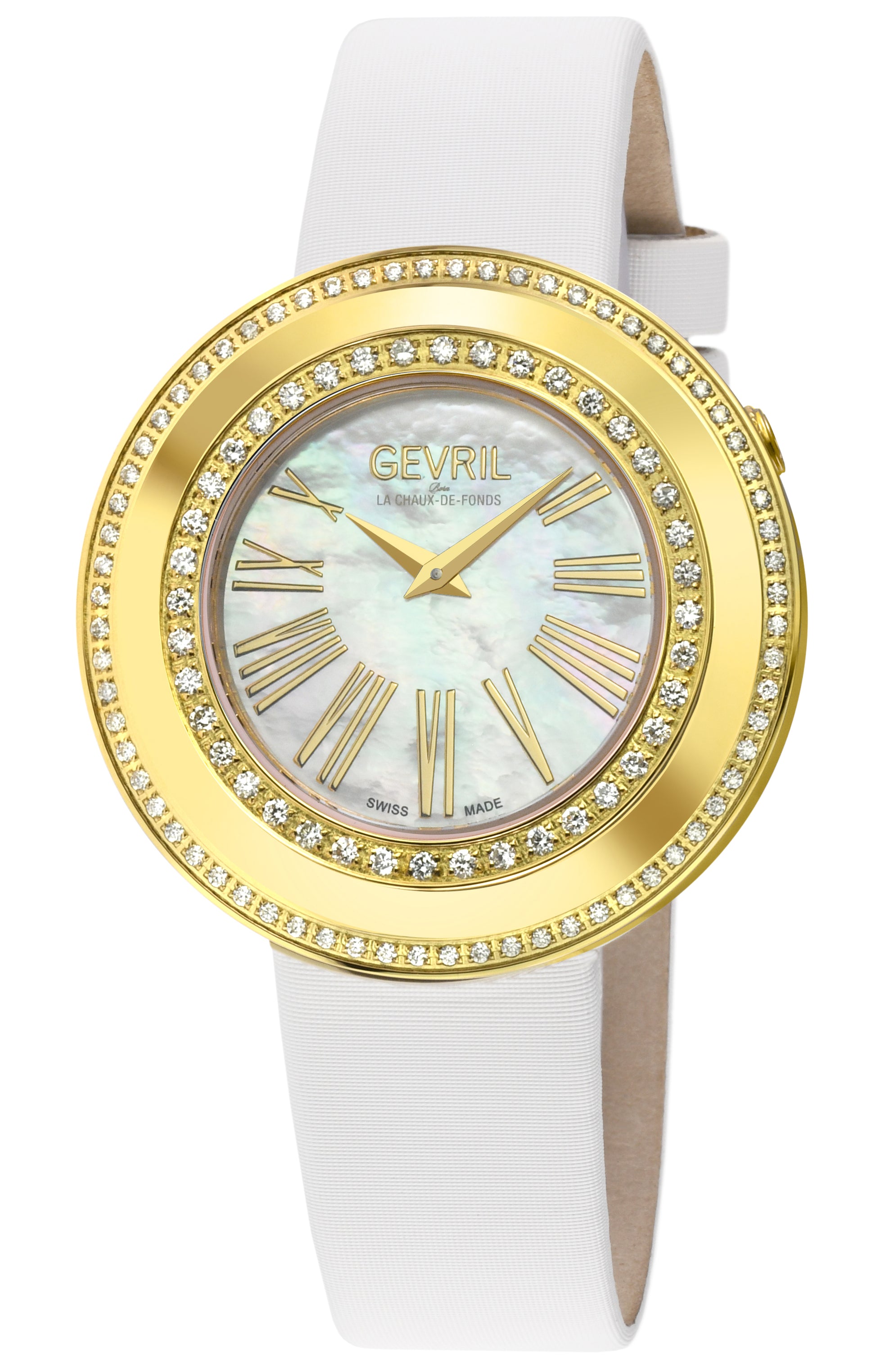 title:Gevril Women's Gandria 36mm Quartz Watch 12221;color:White Mother-of-Pearl