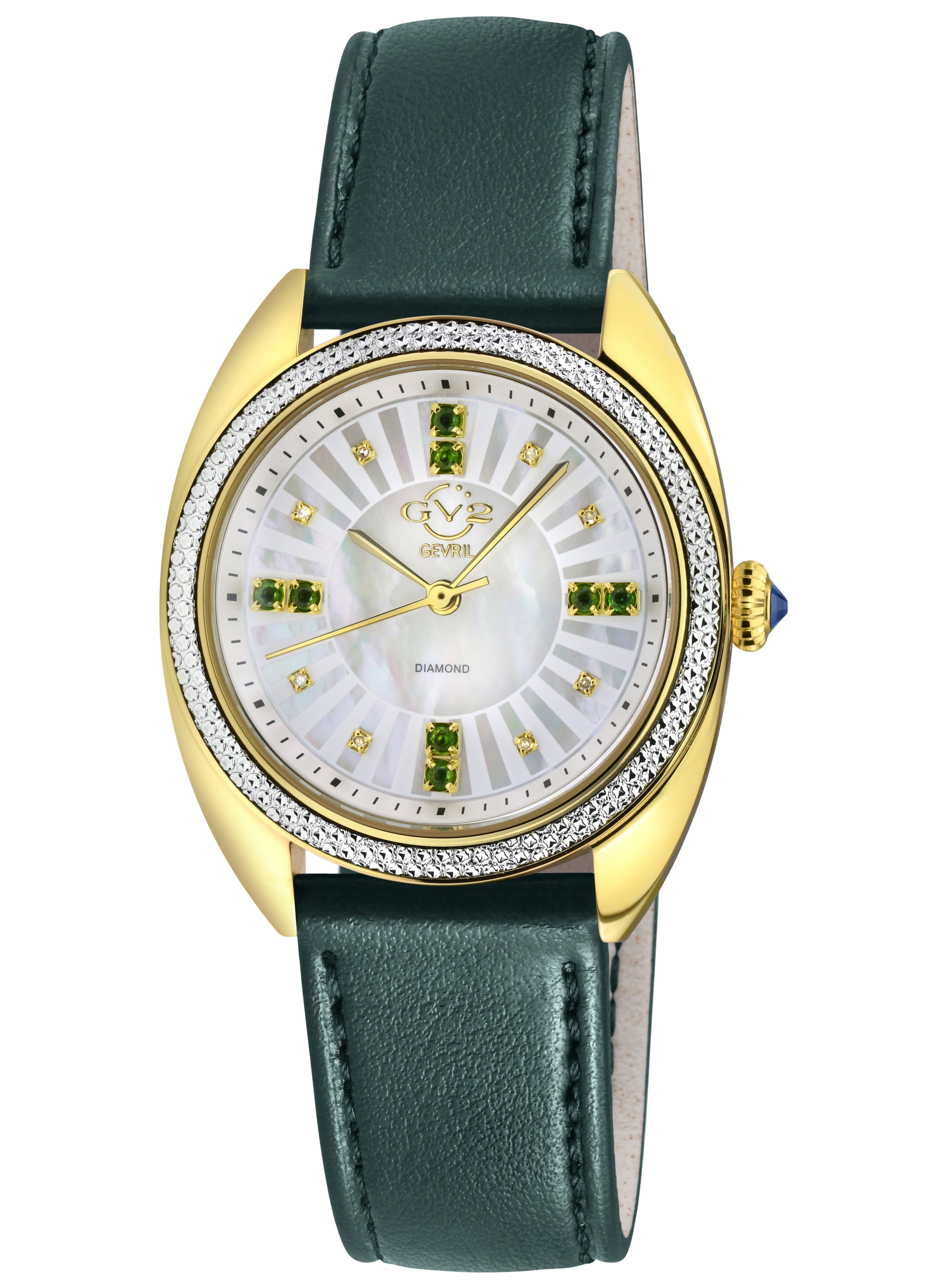 title:GV2 by Gevril Women's Palermo Vegan 35mm Quartz Watch 13105-V5;color:White Mother-of-Pearl