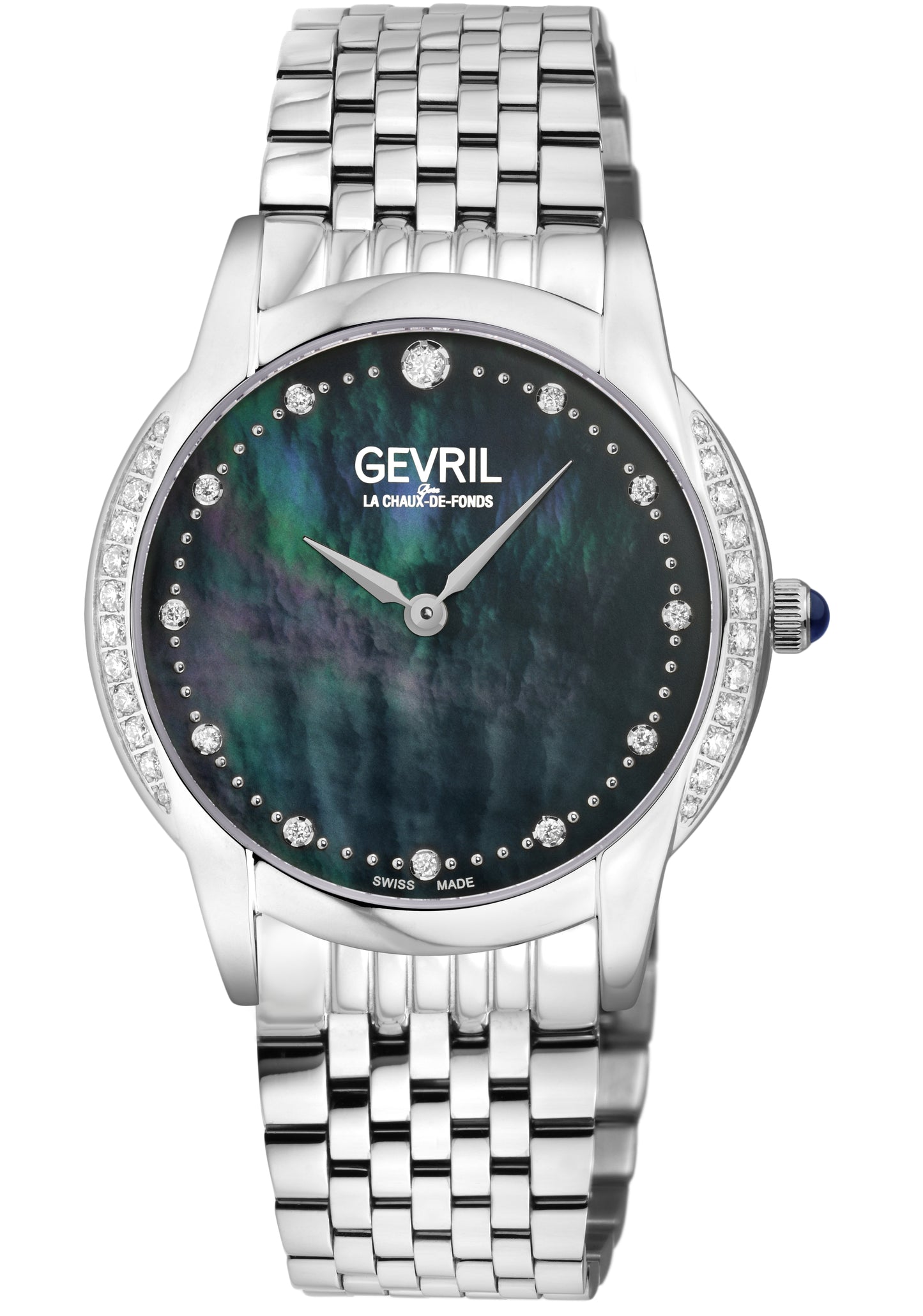 title:Gevril Women's Airolo 36mm Quartz Watch 13147B;color:Black Mother-of-Pearl