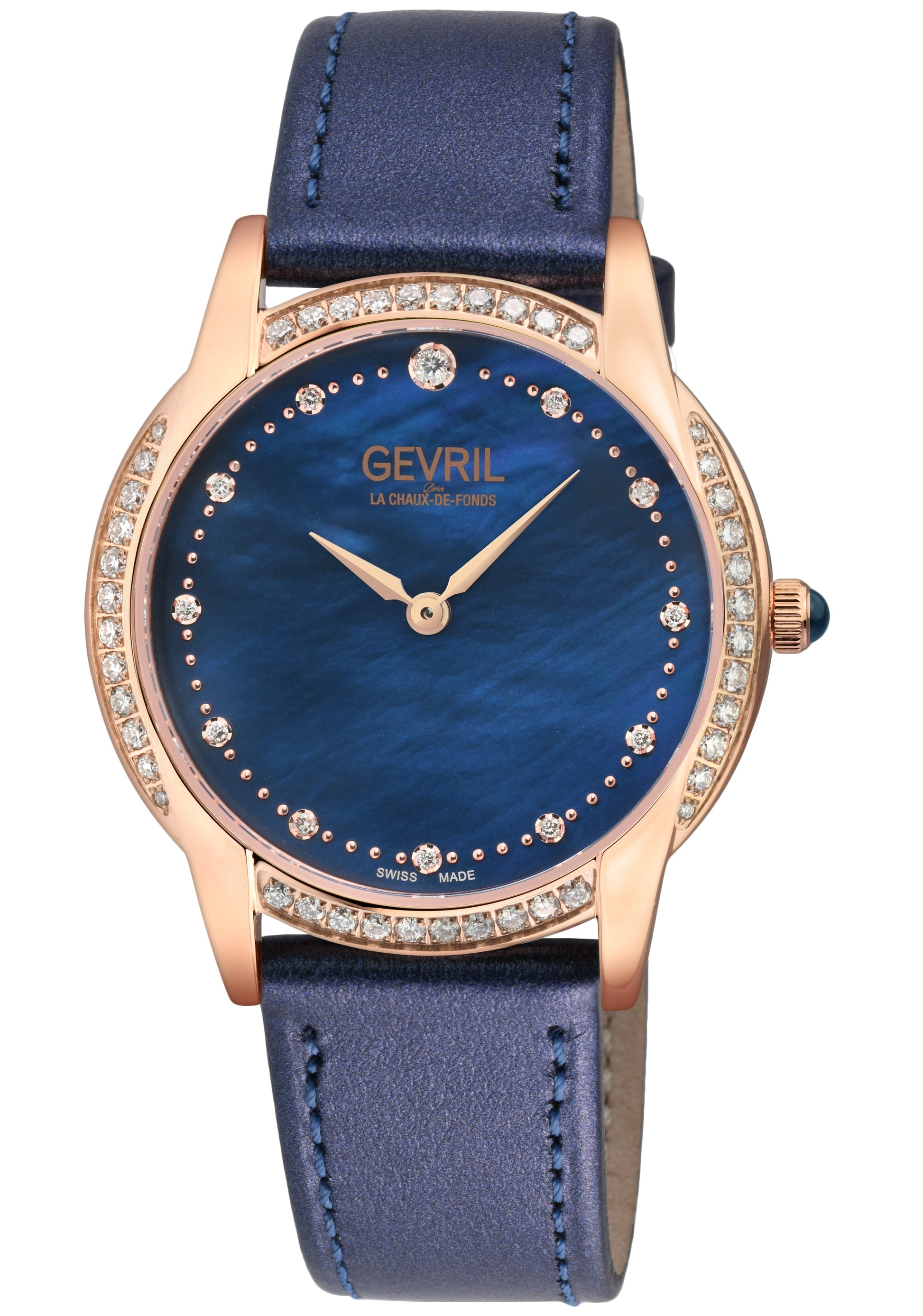 title:Gevril Women's Airolo 36mm Quartz Watch 13253;color:Blue Mother-of-Pearl