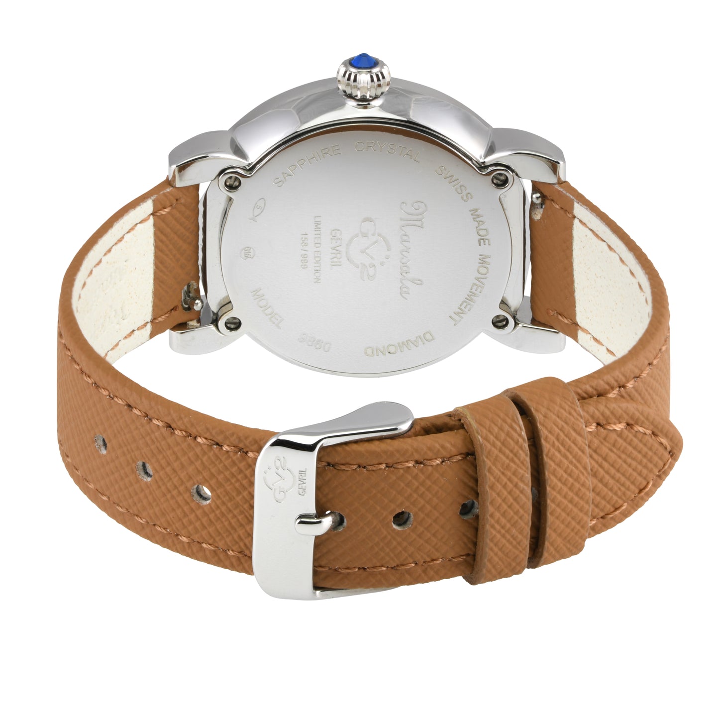 title:GV2 by Gevril Women's Marsala Vegan 37mm Quartz Watch 9860-V2;color:White Mother-of-Pearl