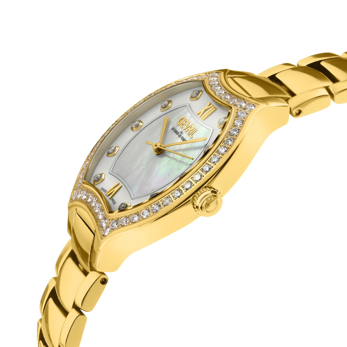 title:Gevril Women's Lugano 35mm Quartz Watch 11221B;color:White Mother-of-Pearl