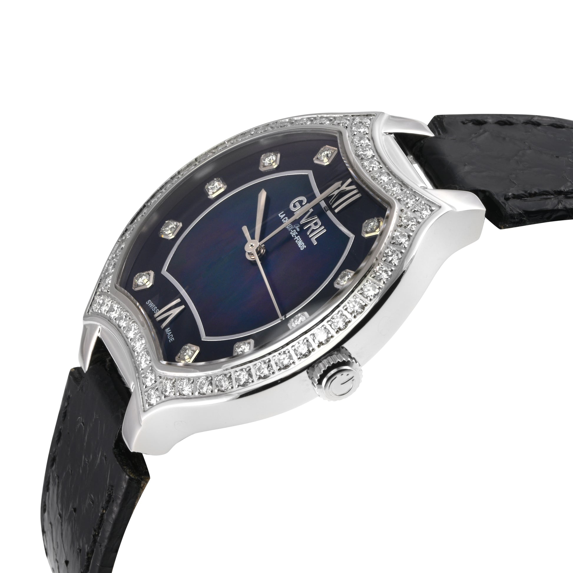 title:Gevril Women's Lugano 35mm Quartz Watch 11247;color:Black Mother-of-Pearl