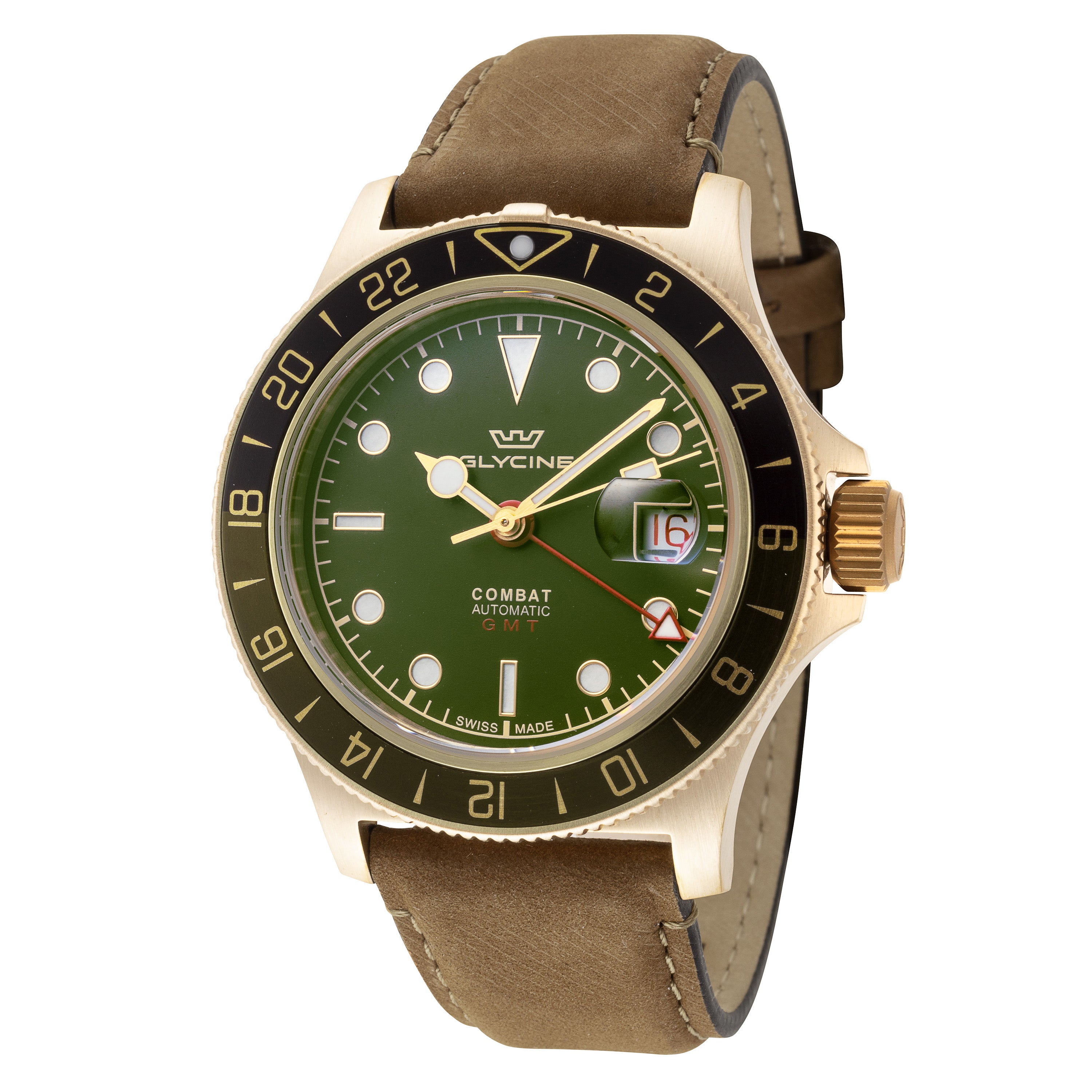 title:Glycine Men's GL0318 Combat Sub Sport 42 Bronze 42mm Automatic Watch;color:Brown