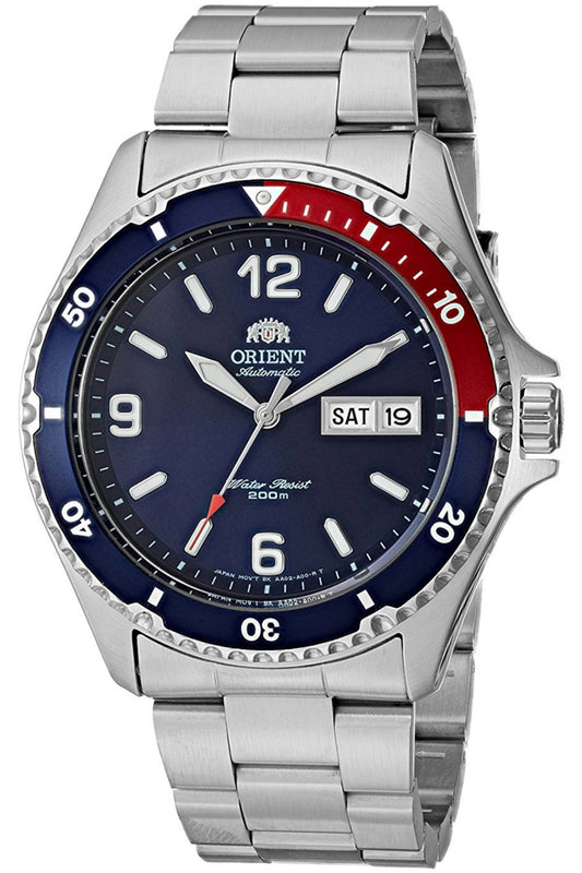 title:Orient Unisex FAA02009D9 Ray Raven II 42mm Manual-Wind Watch;color:Blue Dial Silver Band