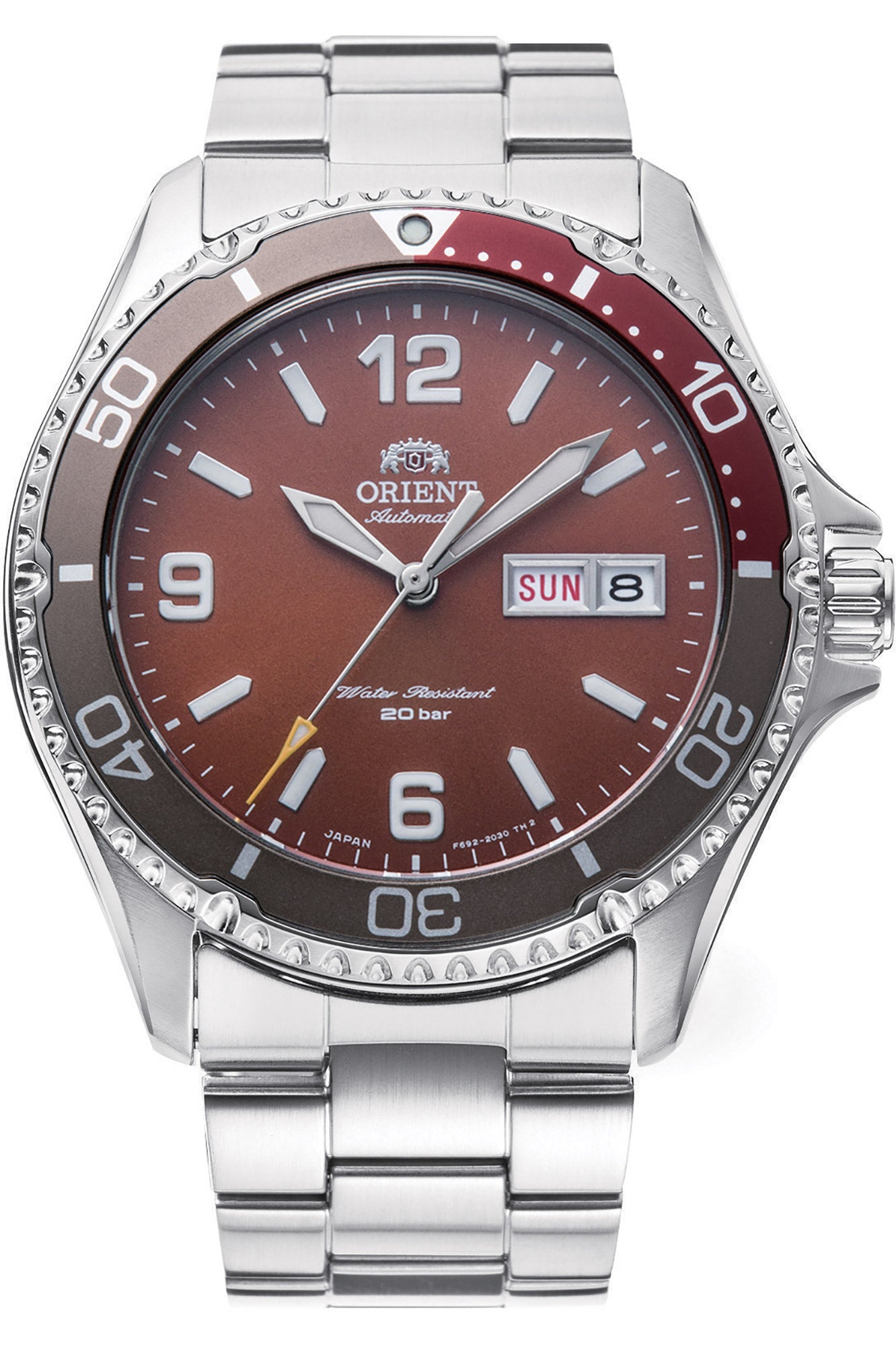 title:Orient Men's RA-AA0820R19B Sport Kamasu Mako III 42mm Manual-Wind Watch;color:Red Dial Silver Band