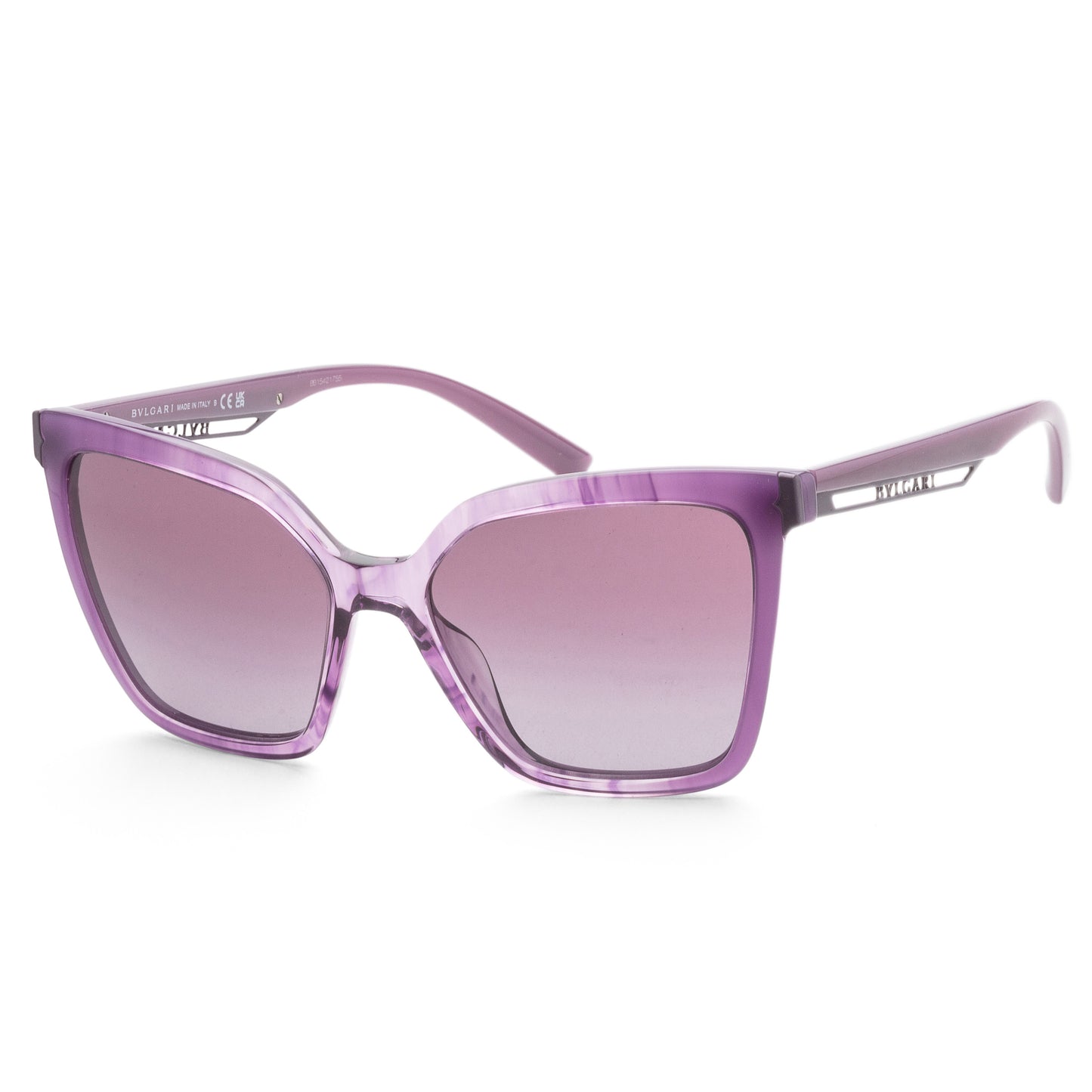 title:Bulgari Women's BV8253-55088H Fashion 56mm Striped Amethyst Purple Sunglasses;color:Violet Gradient Lens, Striped Amethyst Purple Frame