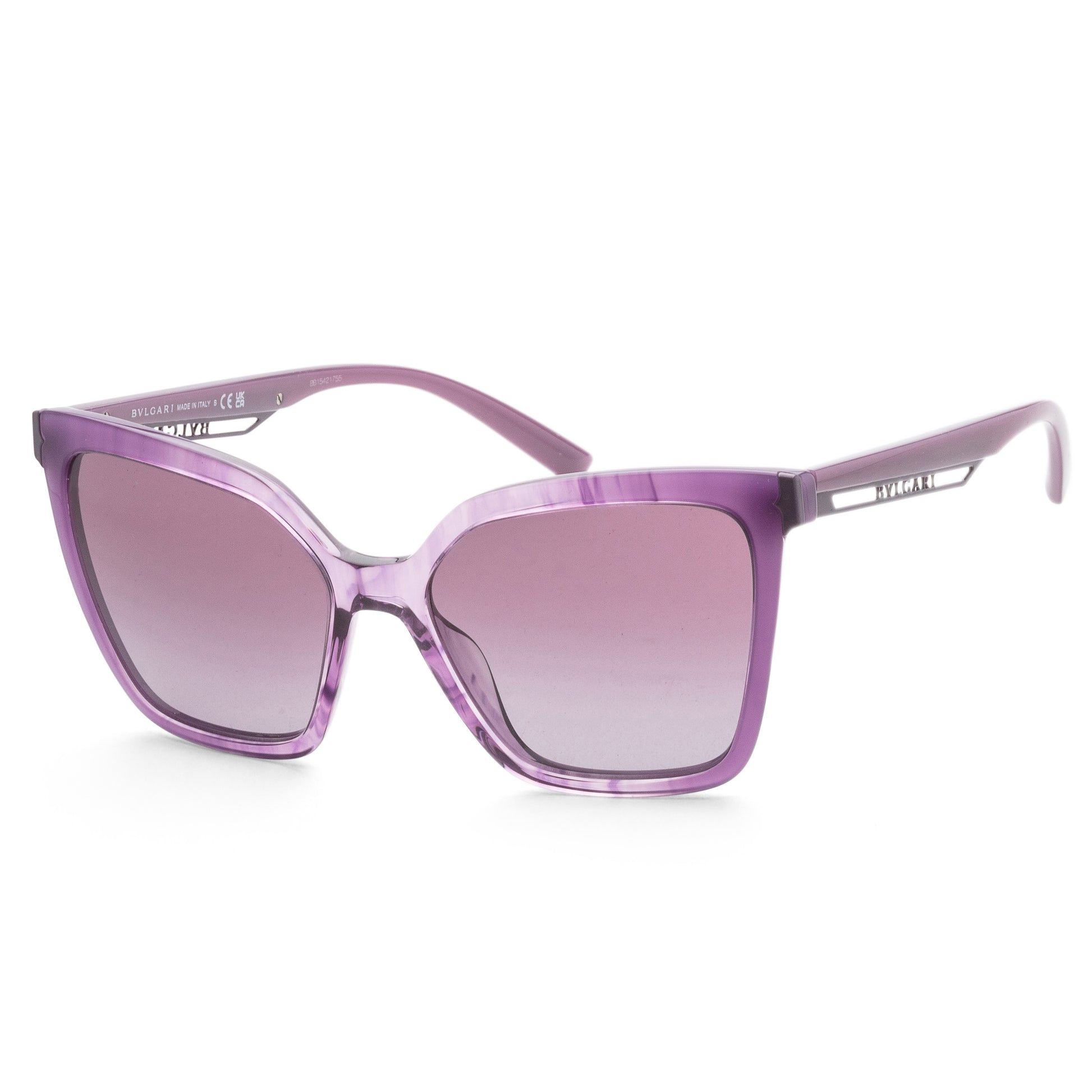 title:Bulgari Women's BV8253-55088H Fashion 56mm Striped Amethyst Purple Sunglasses;color:Violet Gradient Lens, Striped Amethyst Purple Frame