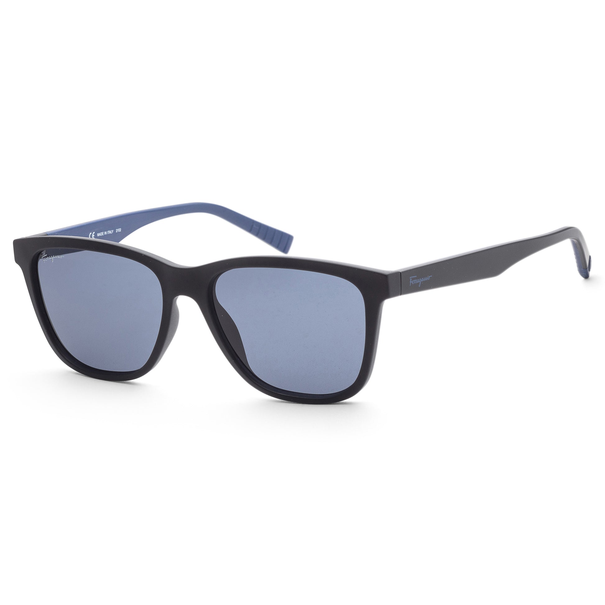 title:Ferragamo Men's 57mm Matte Black Sunglasses SF998S-001;color:Matte Black frame, Blue lens