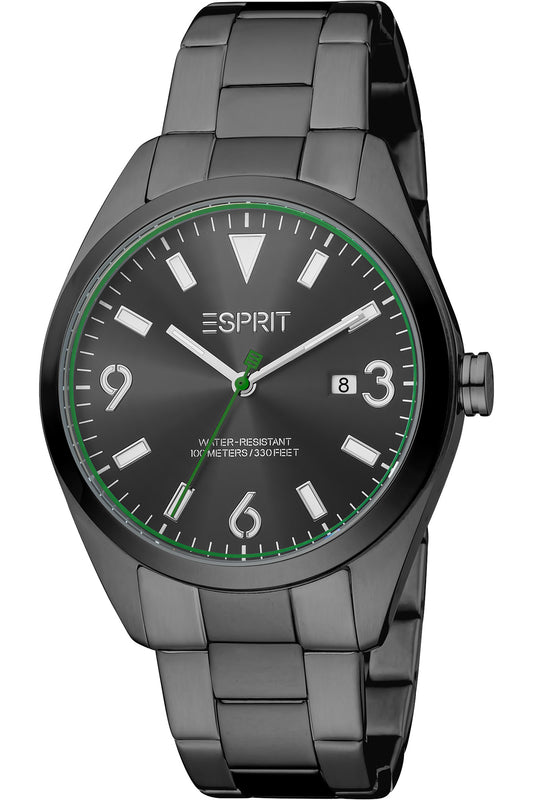 title:Esprit Men's ES1G304M0225 Mason 40mm Quartz Watch;color:Black Dial Grey Band