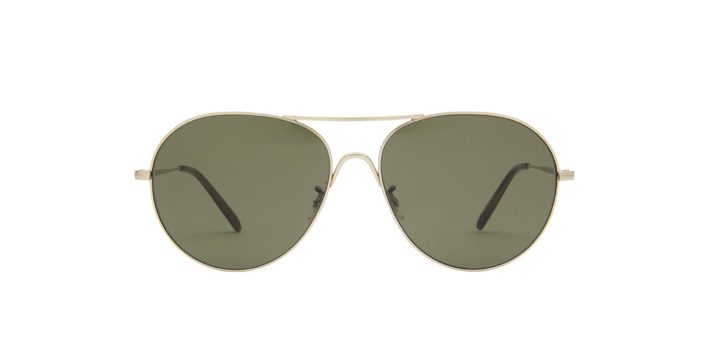 title:Oliver Peoples Men's OV12185S-503552 Rockmore 58mm Soft Gold Sunglasses;color:Green G15 Lens, Soft Gold Frame