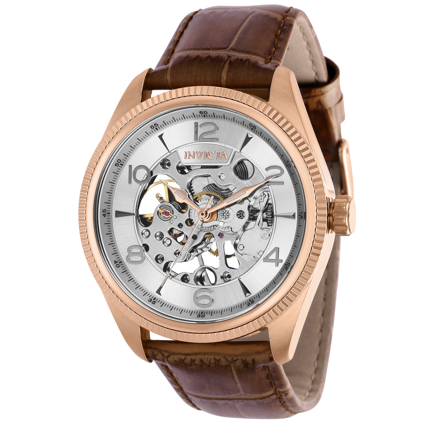 title:Invicta Men's IN-37935 43mm Silver Dial Manual-Wind Watch;color:Brown