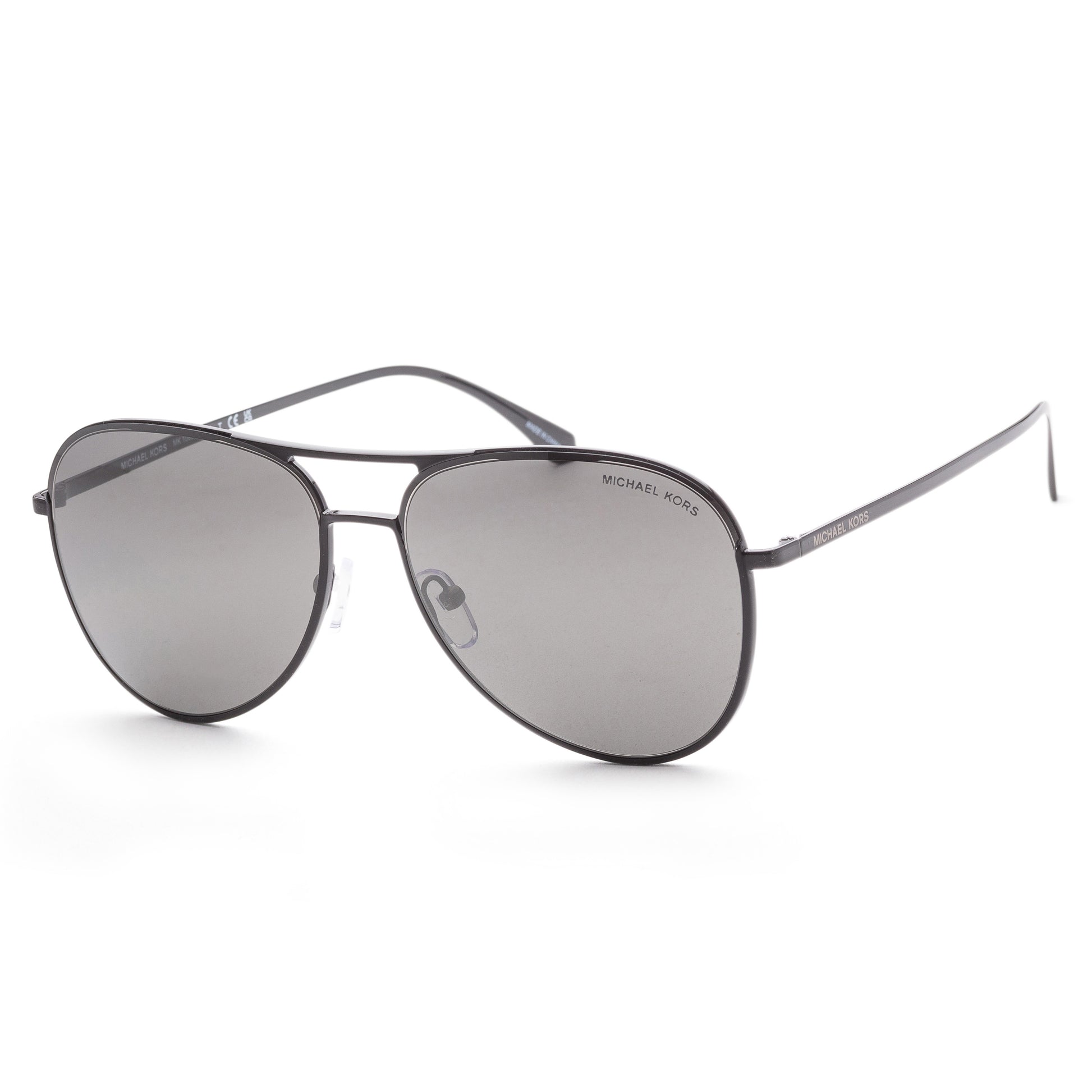 title:Michael Kors Women's 59mm Shiny Black Sunglasses MK1089-10056G;color:Shiny Black frame, Dark Grey Mirror lens