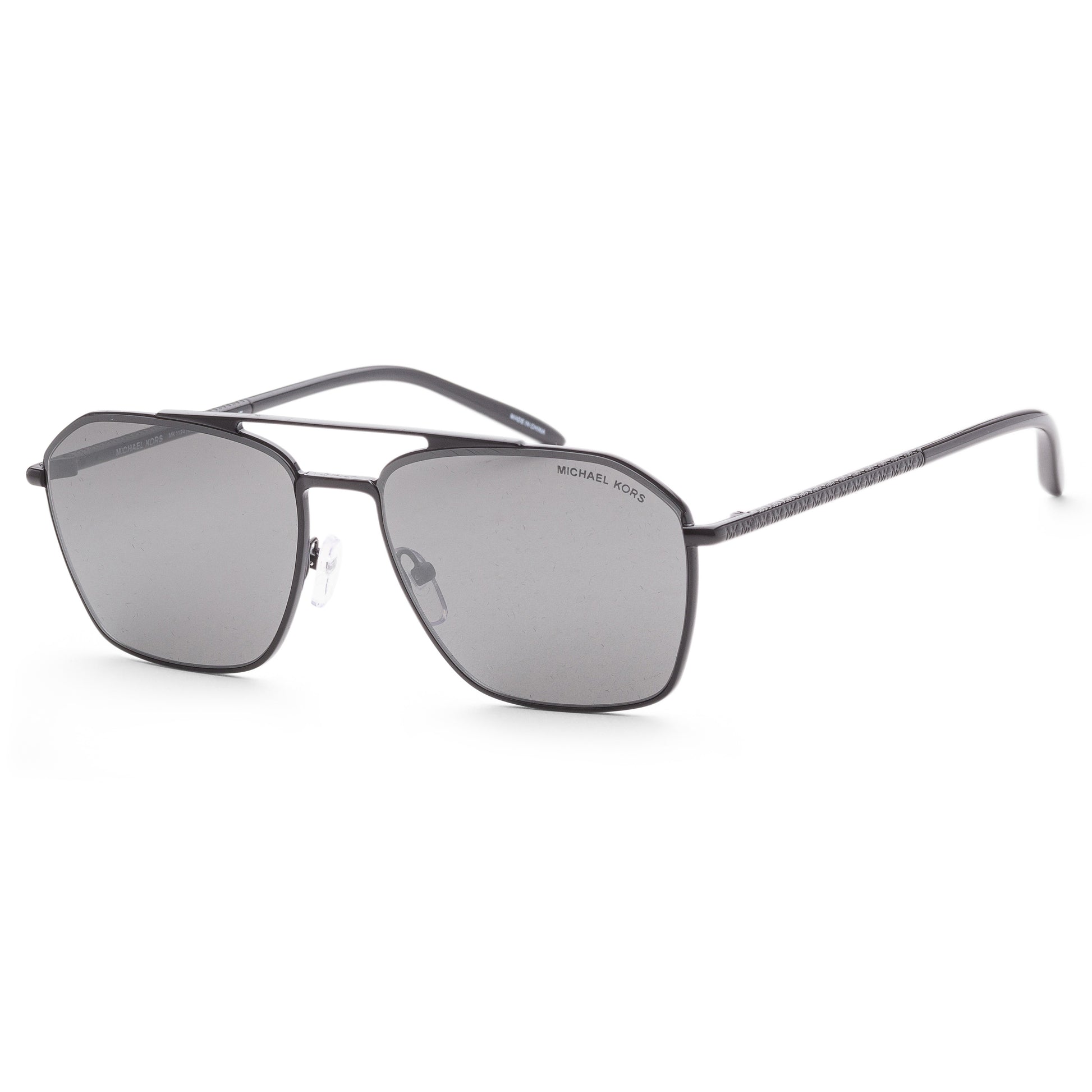 title:Michael Kors Men's MK1124-10056G Fashion 56mm Shiny Black Sunglasses;color:Gunmetal Mirror Lens, Shiny Black Frame