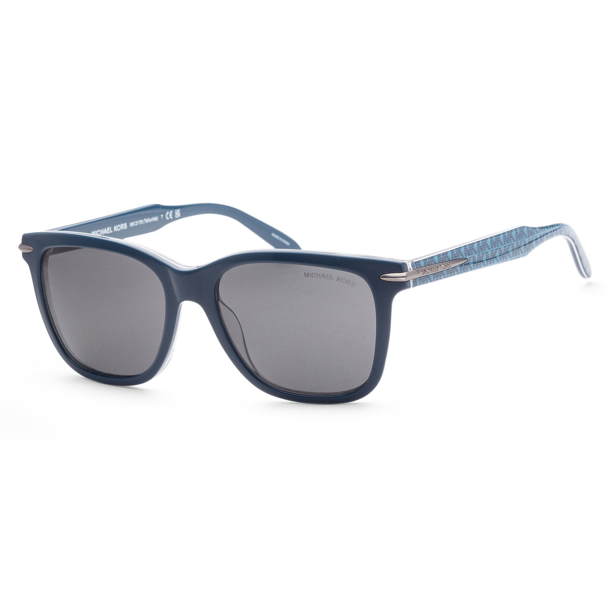 title:Michael Kors Men's MK2178-392487 Fashion 54mm River Blue Mk Repeat Sunglasses;color:Dark Grey Solid Lens, River Blue Mk Repeat Frame