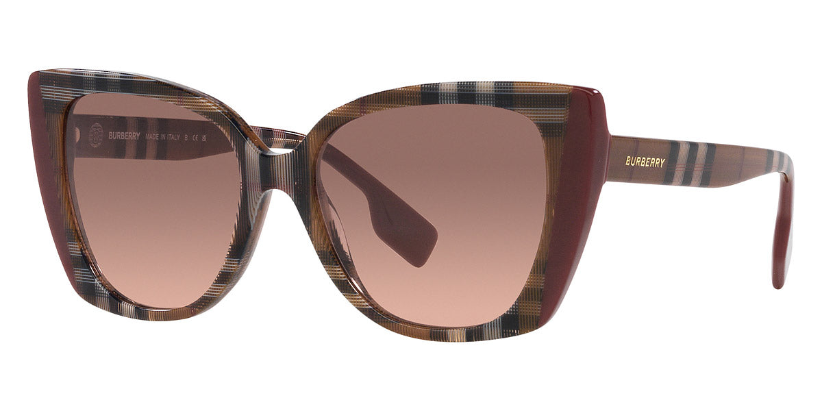 Burberry Women's Meryl 54mm Check Brown/Bordeaux Sunglasses - Ruumur