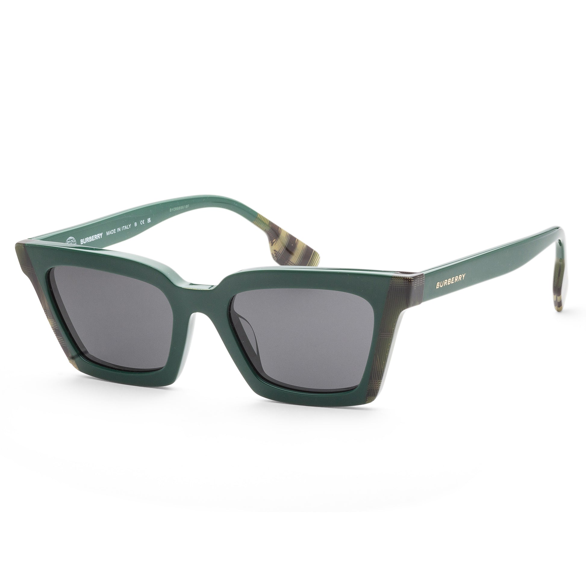 title:Burberry Women's Briar BE4392U-405687-52 52mm Green/Check Green Sunglasses;color:Green/Check Green