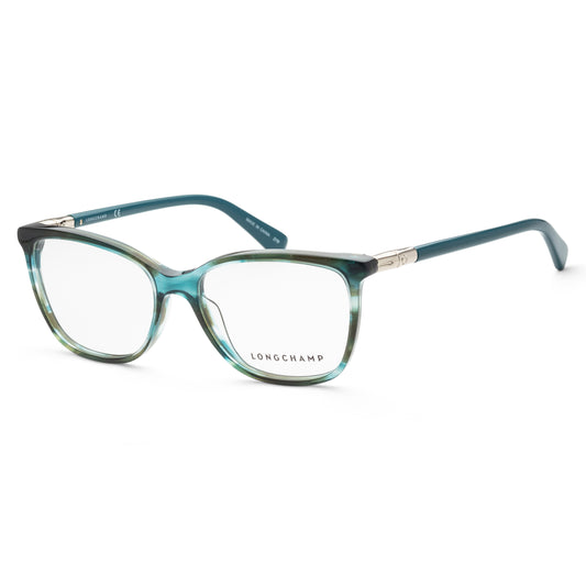 title:Longchamp Women's LO2603-306 Fashion 54mm Striped Green Opticals;color:Striped Green Frame, Demo Lens